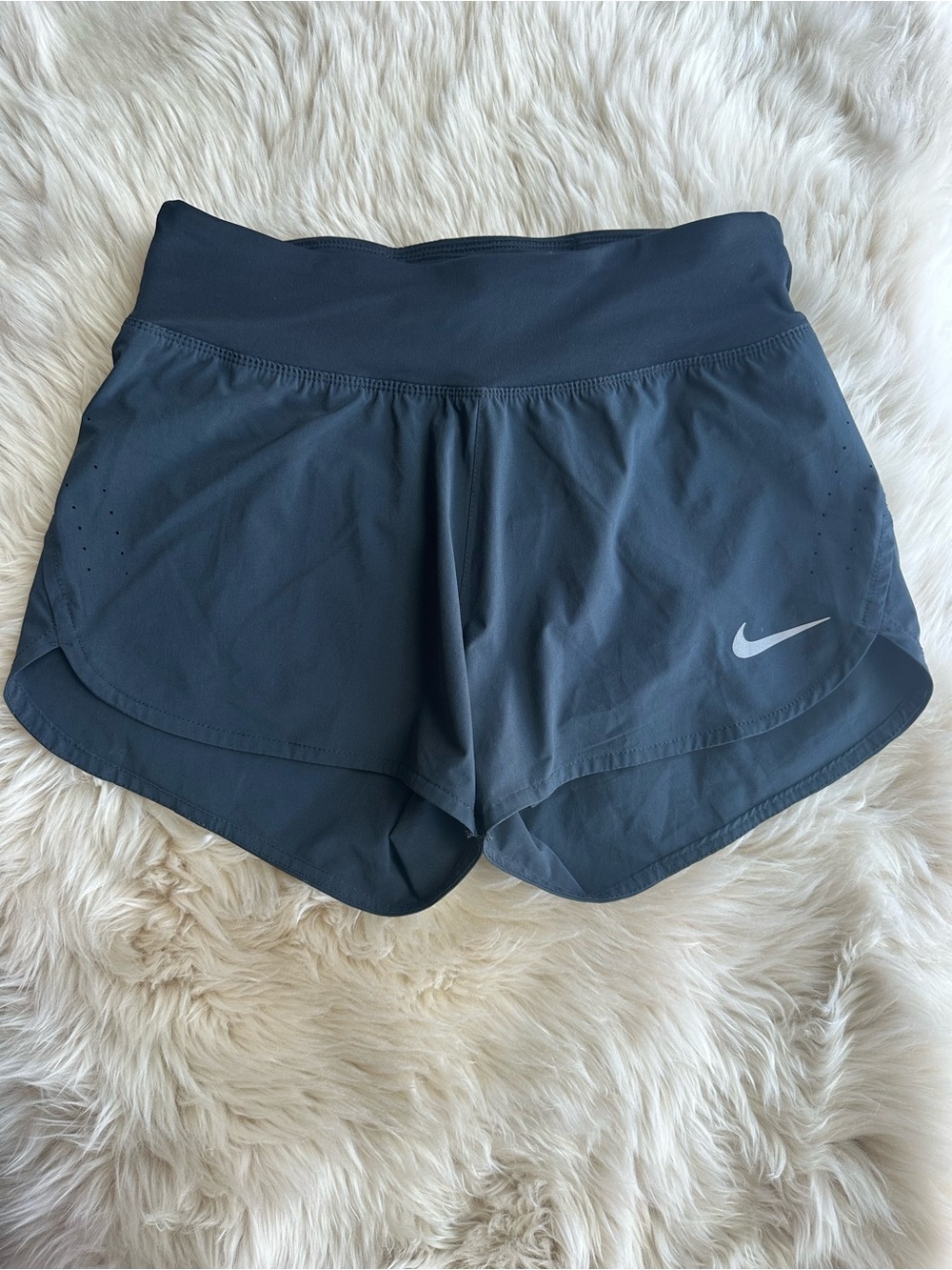 Nike Women's Dark Gray Athletic Running Shorts with Swoosh